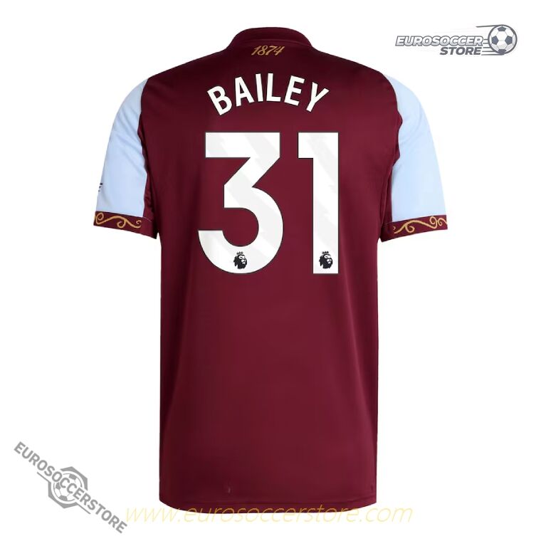 Aston Villa's 25-26 Home Jersey with BAILEY 31