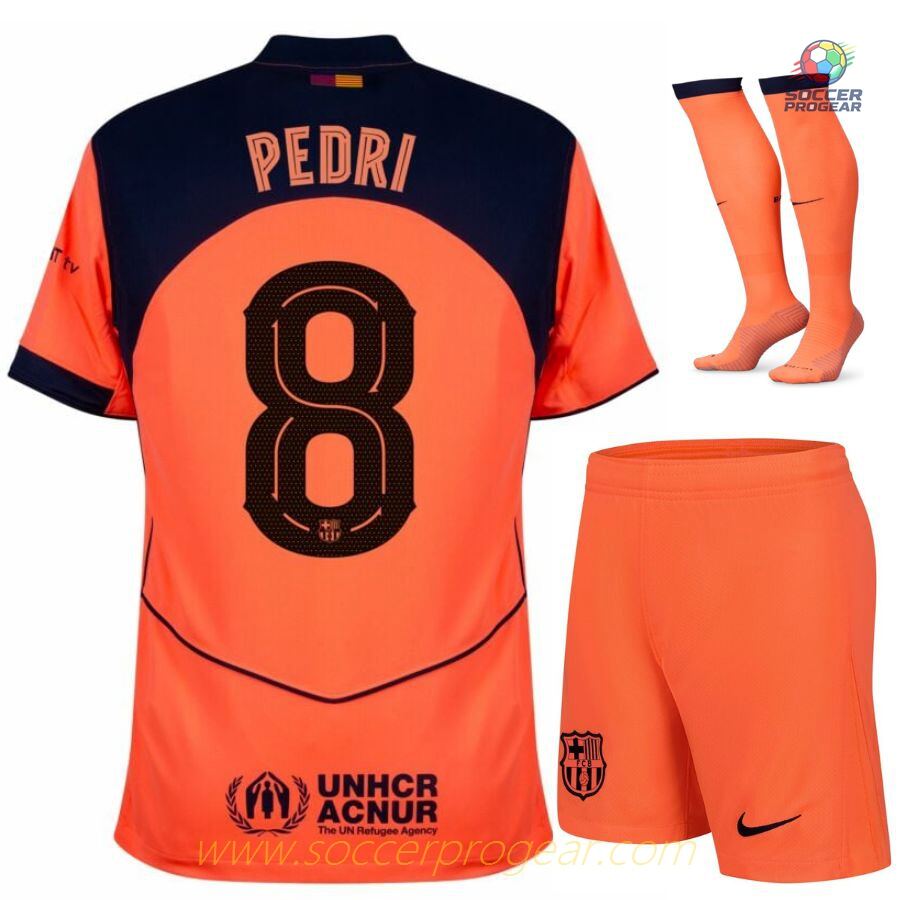 Barca Third Children Football Kit Football Jersey 2025/26 Collection Pedri