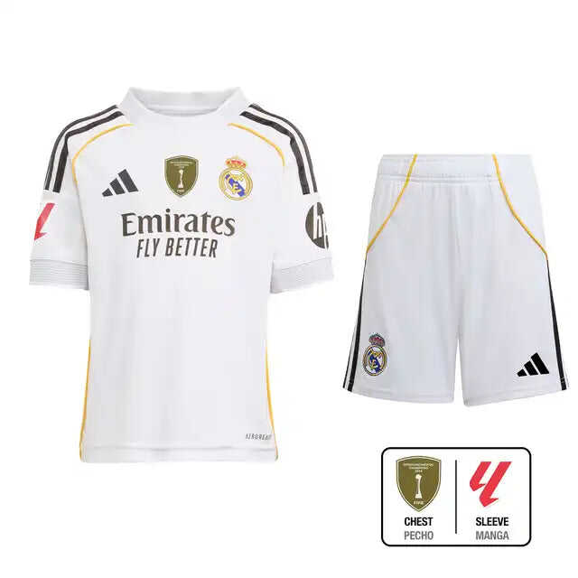 Kid's Real Madrid Home Soccer Jersey Kit(Jersey+Shorts+Socks) 2025/26A
