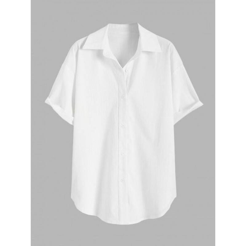 Solid Oversized Button Down Shirt VO6766