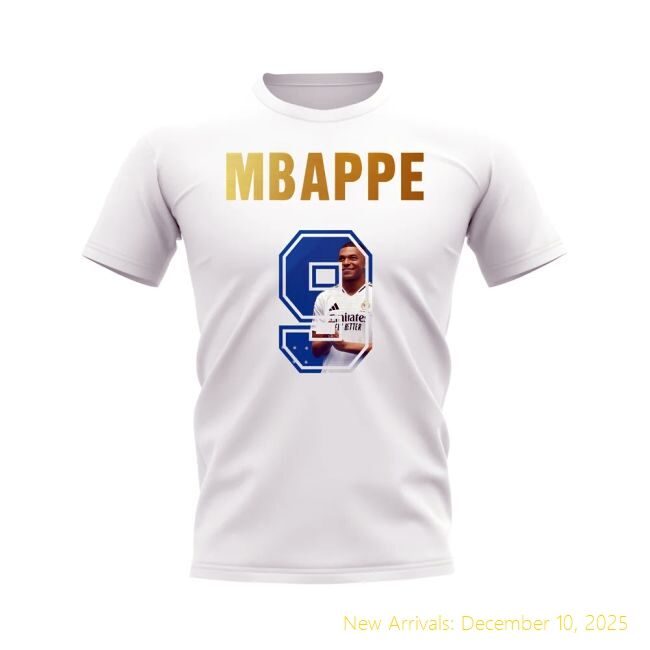 RM Kylian Mbappe Name And Number Real Madrid T-Elite Shirt (White)