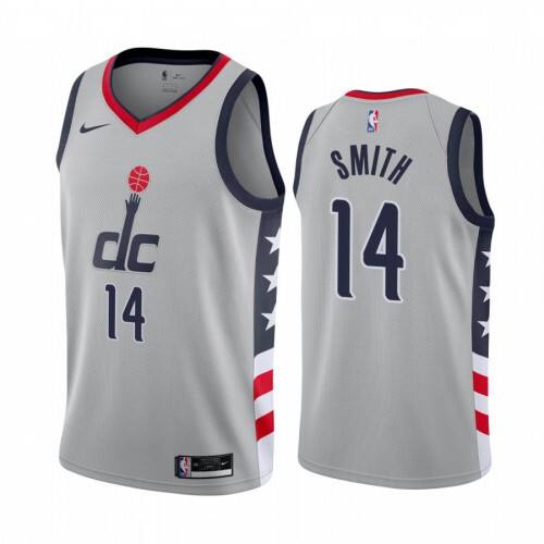 Wizards #14 Ish Smith Top-Grade 2020 City NBA Jersey - Gray Swingman