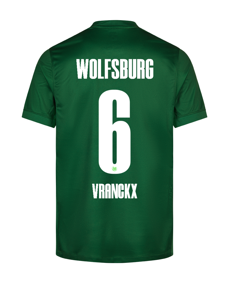 Wolfsburg's 25-26 Home Jersey, featuring VRANCKX with the number 6