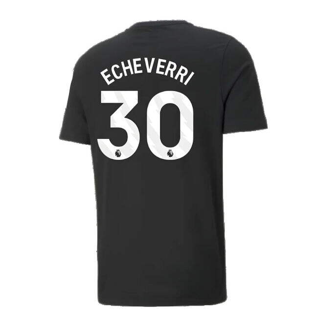 2024-2025 Man City ESS Tee (Black) - Kids (Echeverri 30)