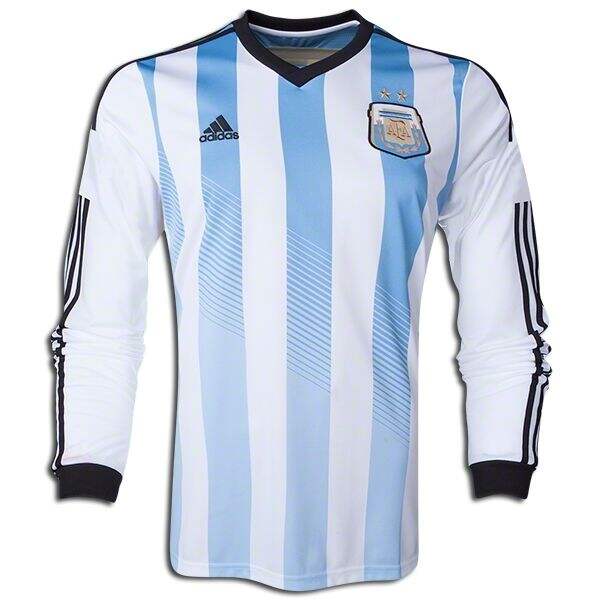 2014 Argentina Home Soccer Long Sleeve Jersey Shirt - Official