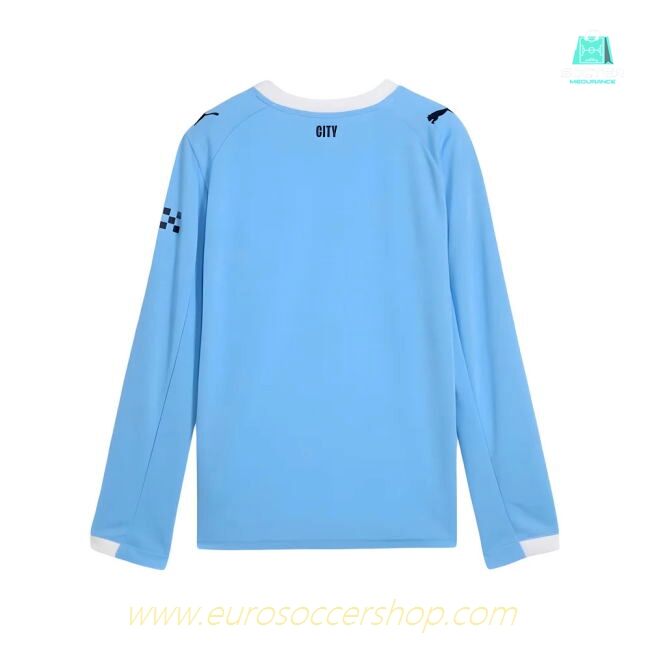 2025-2026 Man City Long Sleeve Home Shirt (Kids)