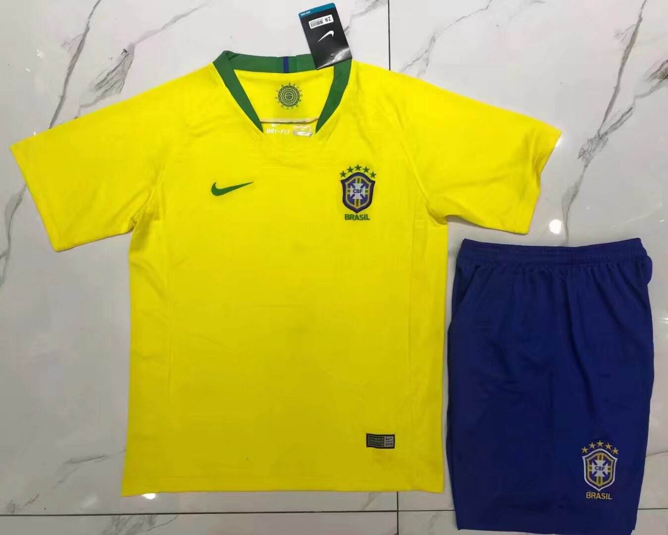 Kids Brazil Home 2018 World Cup Soccer KitShirtShorts - World Cup