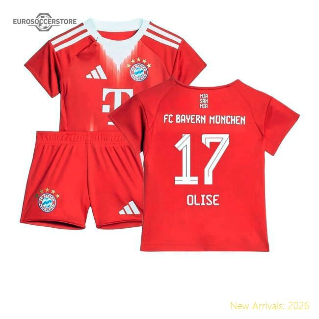 High-Quality 2025-2026 Bayern Munich Home Baby Kit (Olise 17)