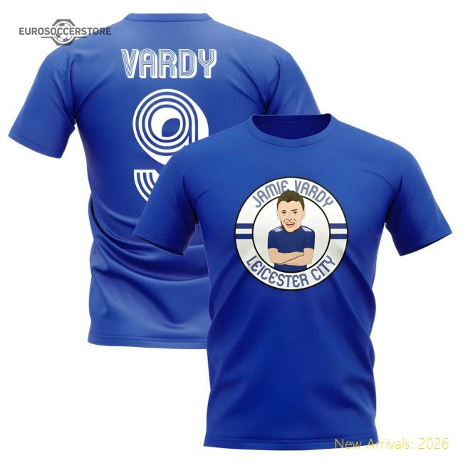 Jamie Vardy Leicester Illustration T-shirt (blue) - Great Value