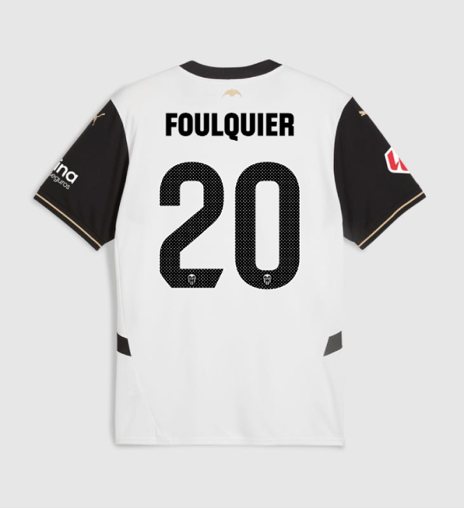 Valencia CF Home FOULEVER 20 Football Jersey for the 24-25 Season