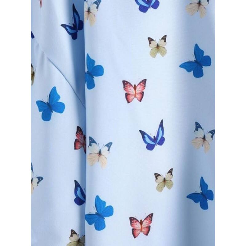 Drop Shoulder Butterfly Print Pocket Shirt MU6305