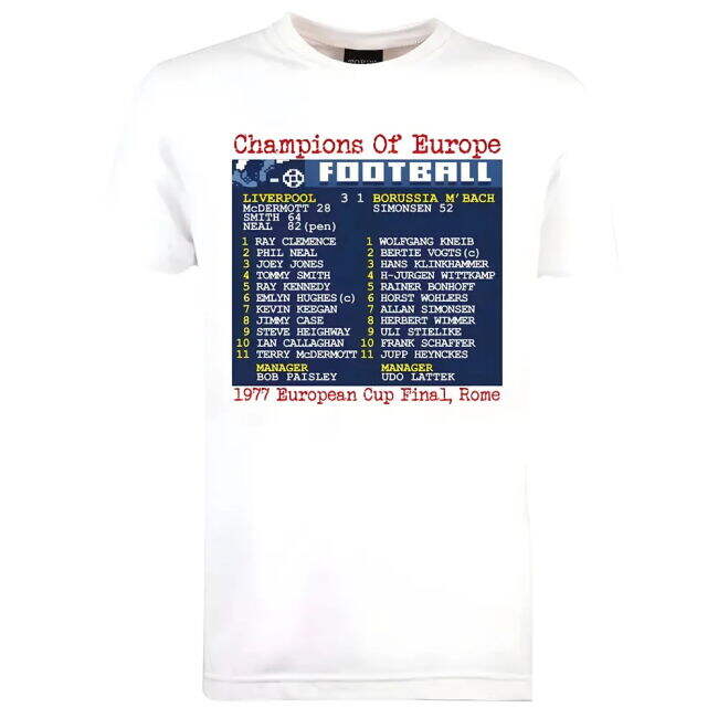 Liverpool Licensed 1977 European Cup Final (Liverpool) Retrotext t-...