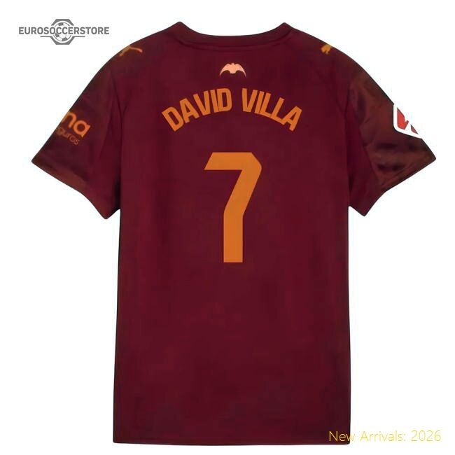 Valencia Spanish League David Villa Away Premium Jersey Puma Drycell