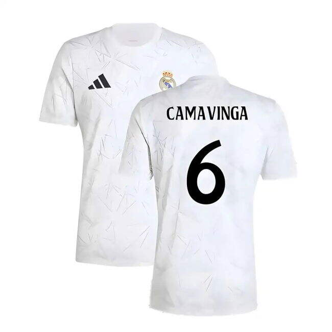 2024-2025 Real Madrid Pre-Match Shirt (White) (Camavinga 6) - Stadi...