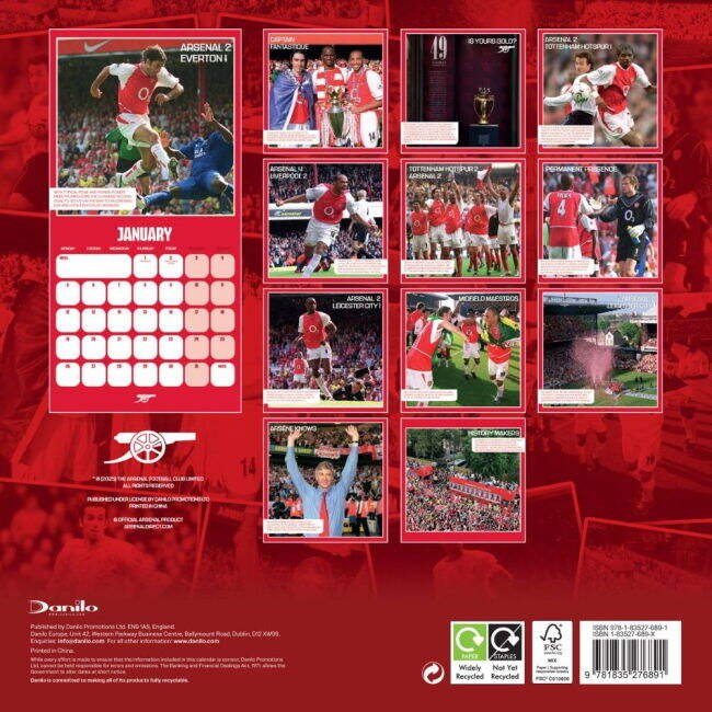 Calendar 2026 Pro Style Arsenal High Standard Home Player Jersey