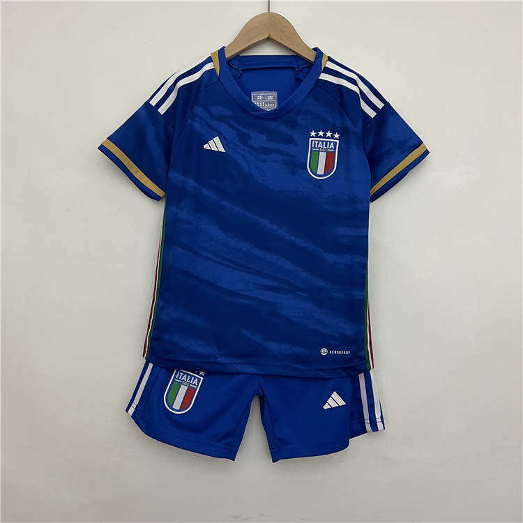 Kids Italy 2023 Home Blue Soccer Kit ShirtShorts - Official Replica