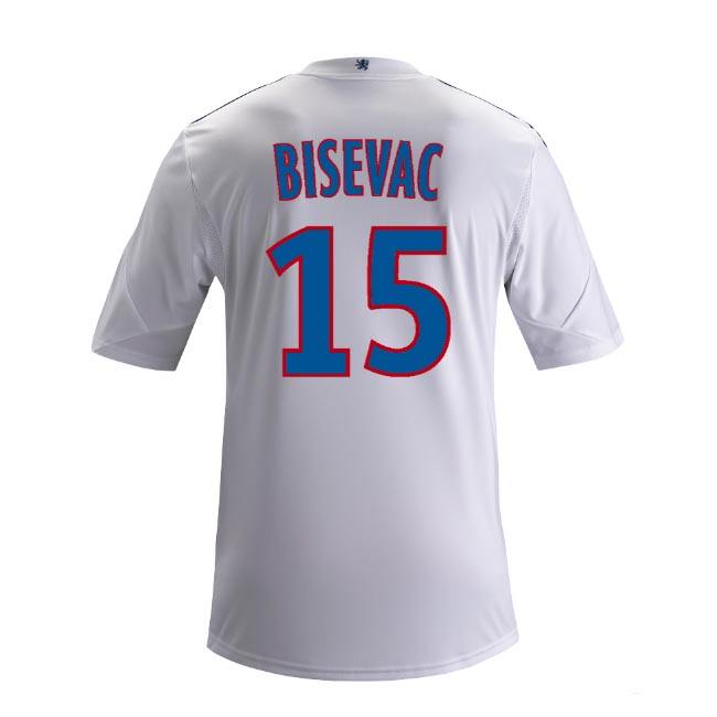 13-14 Olympique Lyonnais 15 Bisevac Home White Jersey Shirt -