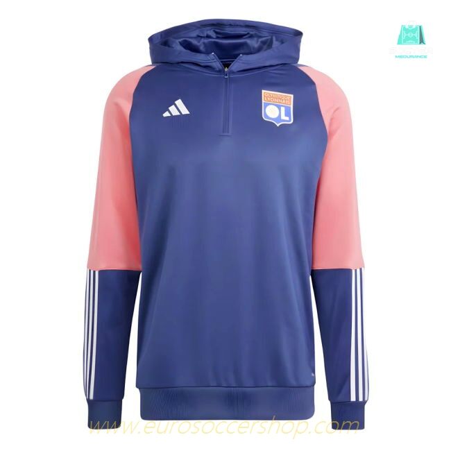 2023-2024 Olympique Lyon Hooded Track Top (Tech Indigo)