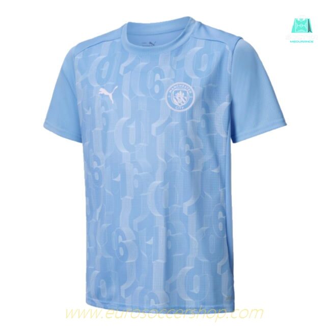 2024-2025 Man City Prematch SS Shirt (Light Blue) - Kids (Kun Aguero 10)