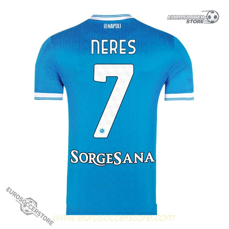 S.S.C. Napoli 2025-26 Season Home Jersey Featuring NERES #7