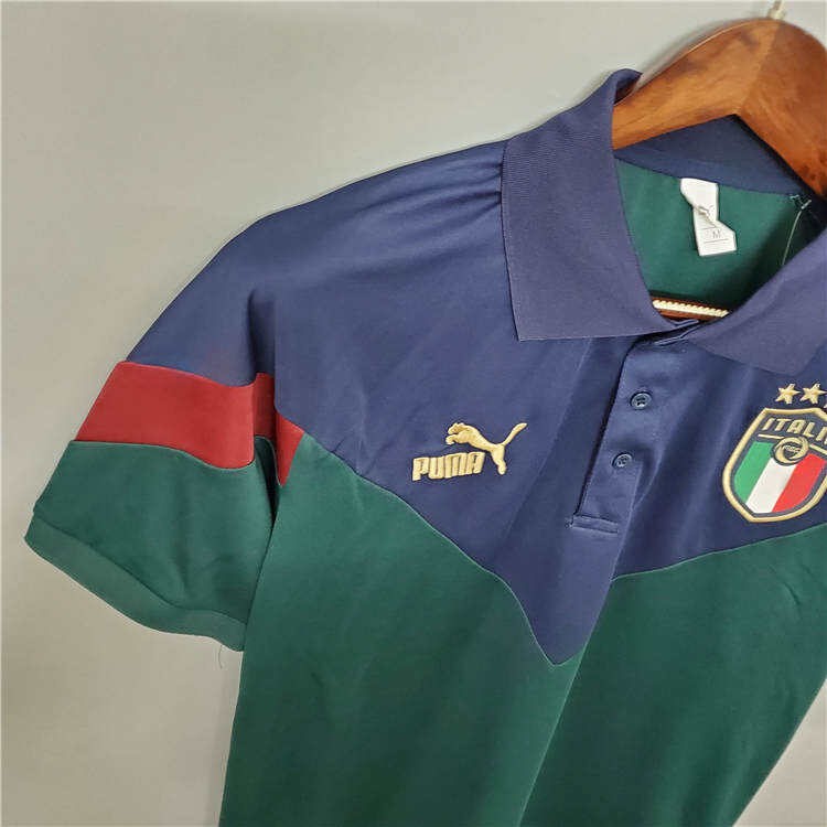 Euro 2020 Italy 20-21 NavyGreen Polo Shirt - Official Replica 15281