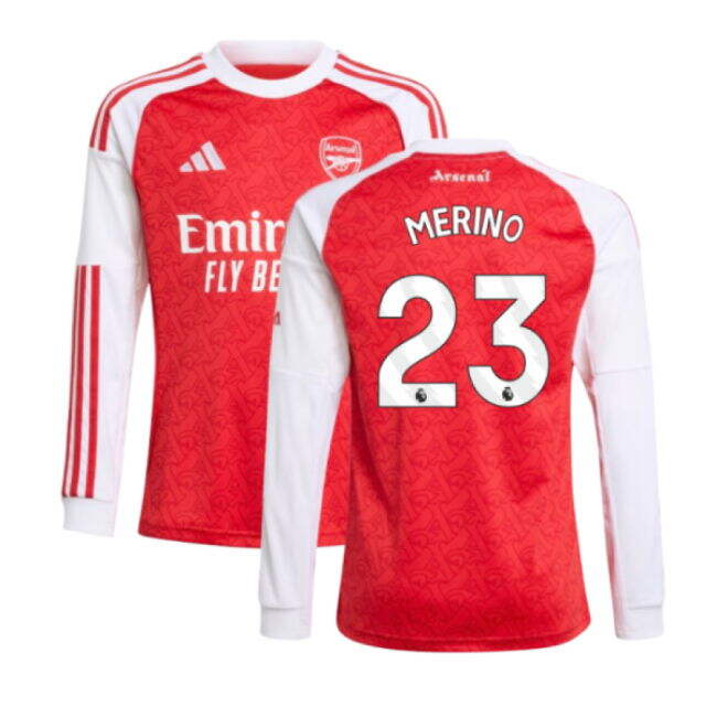 2025-2026 Arsenal Long Sleeve Home Shirt (Kids) (Merino 23)