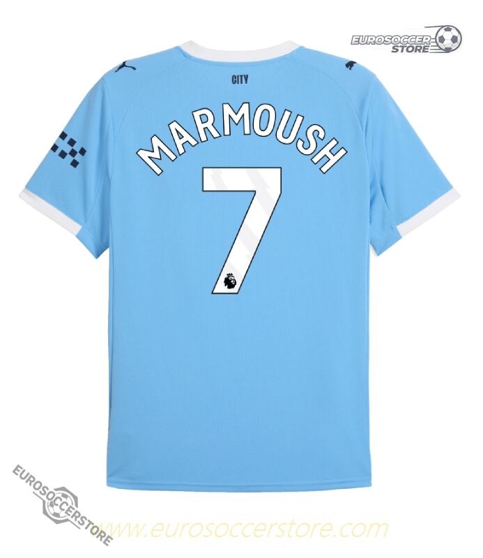 Manchester City 25-26 Season Home Jersey with Marmoush's Number 7