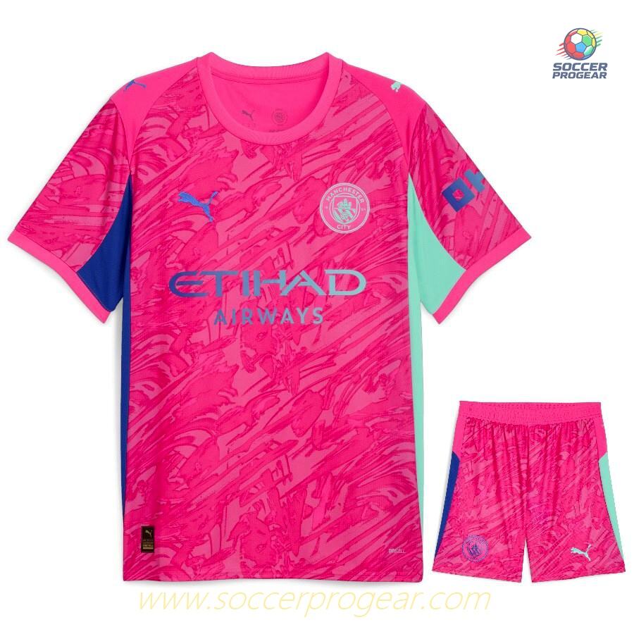 Manchester City Home Youth Kit Shirt 2025/26 Collection Pink Goalkeeper