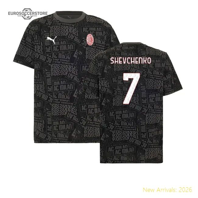 2025-2026 Ac Milan Ftblculture Tee Aop (black) (shevchenko 7)