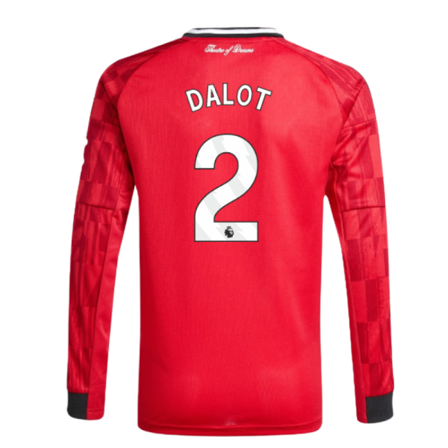 Pro-Grade Man Utd Dalot 2 2025 2025-2026 Man Utd Long Sleeve Home S...