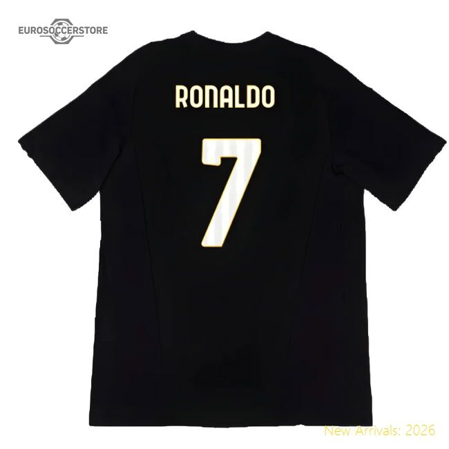 Performance 2023-2024 Juventus Cotton Tee (Black) (Ronaldo 7)