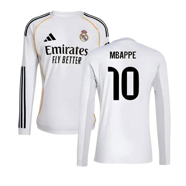 Home Shirt for Real Madrid Long Sleeve 2025-2026 (Adult
