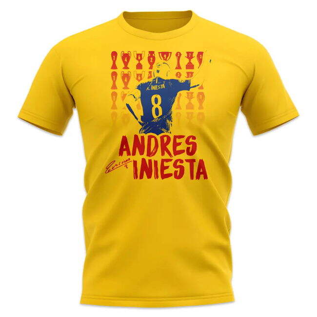 Andres Iniesta Trophy Count T-Shirt (Yellow)