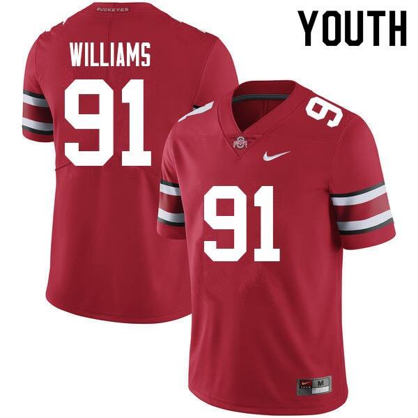 Youth Ohio State Buckeyes #91 Tyleik Williams Youth Red V1e Jersey