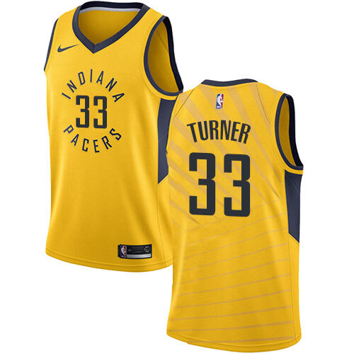 Nike Indiana Pacers #33 Myles Turner Gold NBA Swingman Statement Edition Jersey Mens