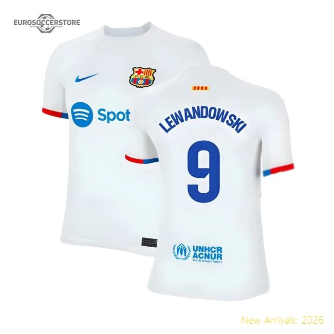 Top-Quality 2023-2024 Barcelona Away Shirt (Kids) (Lewandowski 9)