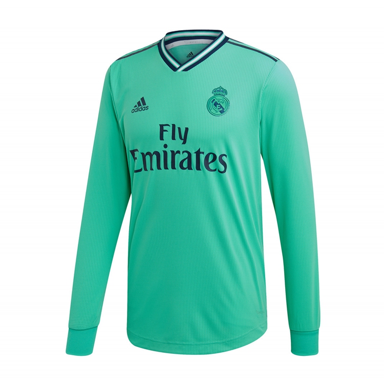 Real Madrid Away 2019-20 Green Long Sleeve Soccer Jersey Shirt -