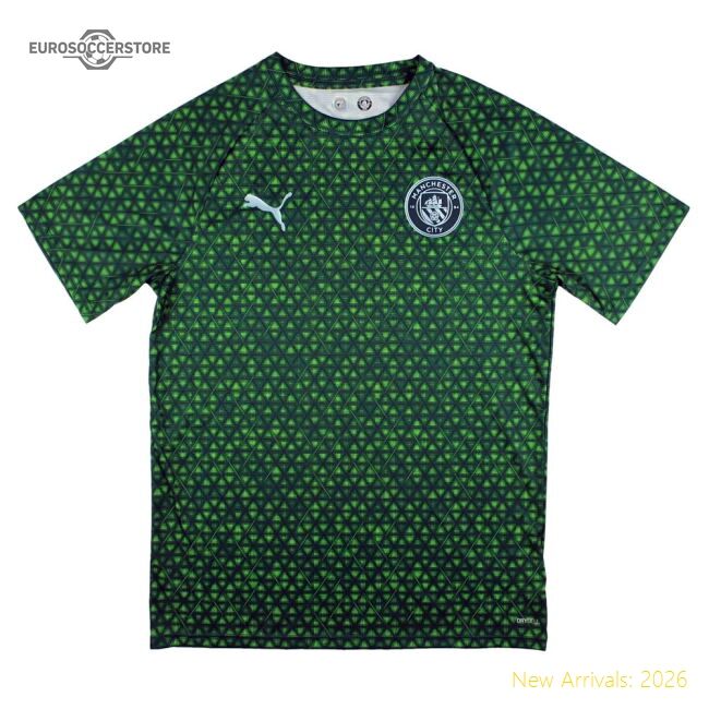 Premium 2025-2026 Man City Warm Up Jersey (green Terrain) - Kids