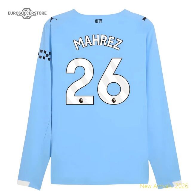 Premium 2025-2026 Man City Authentic Long Sleeve Home Shirt (mahrez