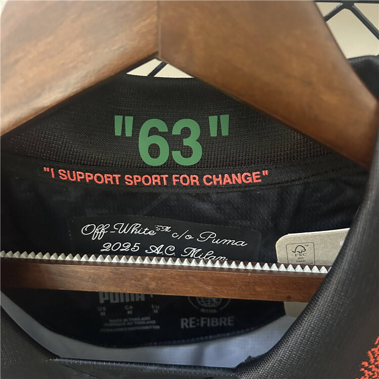 AC Milan X Off-White Shirt 2025 - Black - Official Replica 10033