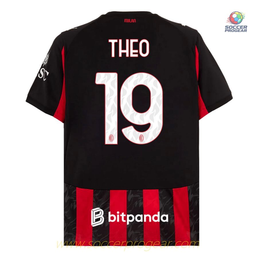 AC Milan Home Football Shirt Children Team Jersey 2025-2026 Season Theo