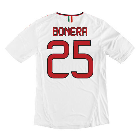 13-14 AC Milan 25 Bonera Away White Soccer Shirt - Official Replica