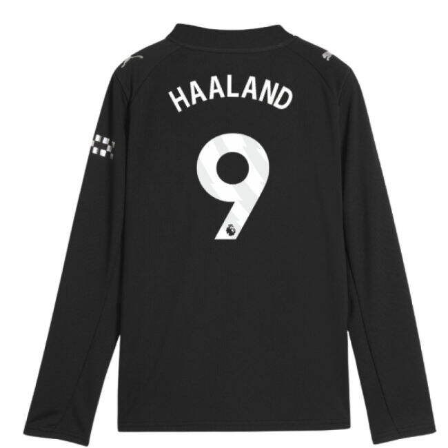 2025-2026 Man City Long Sleeve Away Shirt (Kids) (Haaland 9)