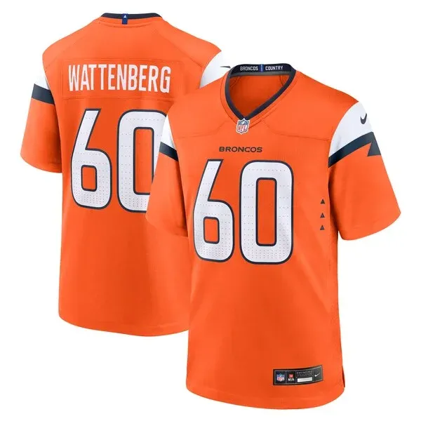None Luke Wattenberg Game Jersey - Orange | NFL Player Jersey