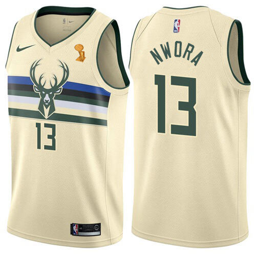 Bucks #13 Jordan Nwora Official 2021 Finals NBA Jersey - Green