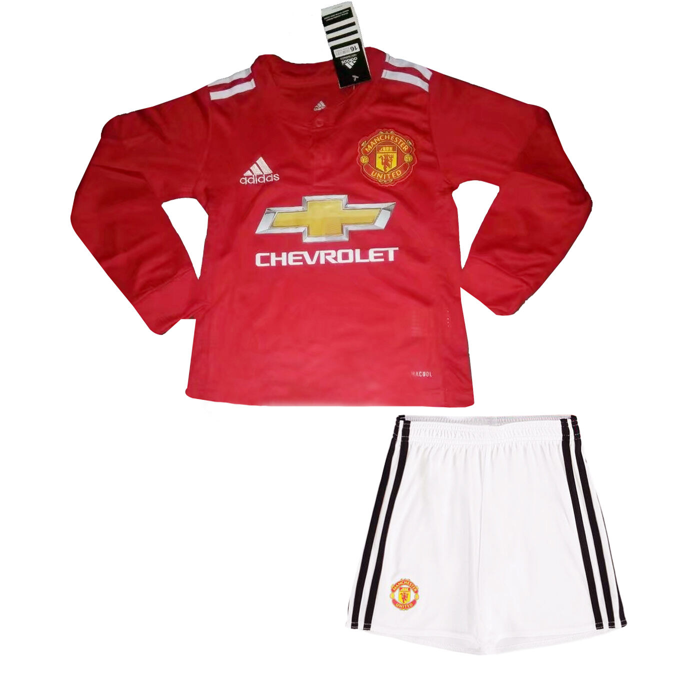 Kids Manchester United Home 201718 LS Soccer Suits ShirtShorts -