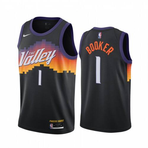 Suns #1 Devin Booker Authentic 2020 City NBA Jersey - Black Swingman