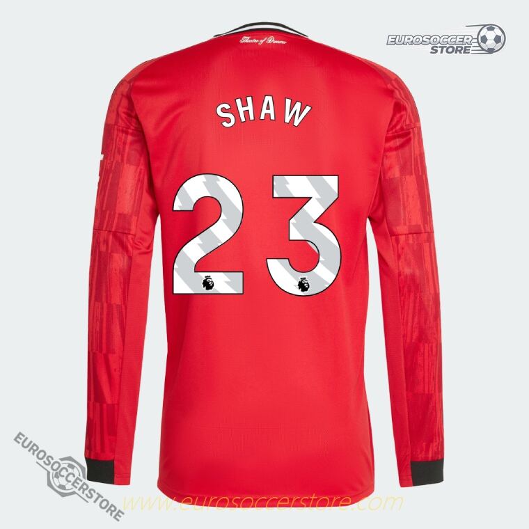 Manchester United 25-26 Season Home Long Sleeve Jersey with SHAW 23