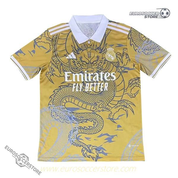 23-24 Real Madrid Gold Dragon Themed Concept Football Jersey