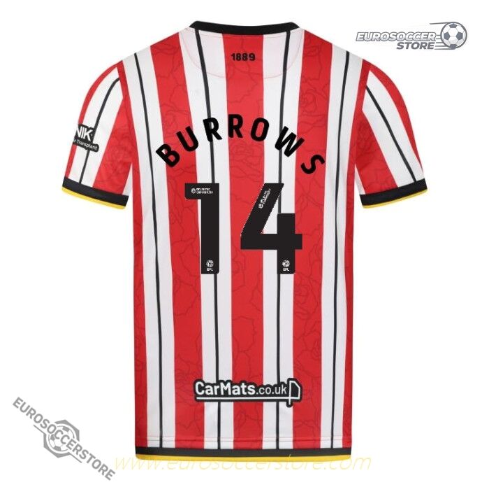 Sheffield United 24-25 Home Jersey with BURROWS 14 Printing